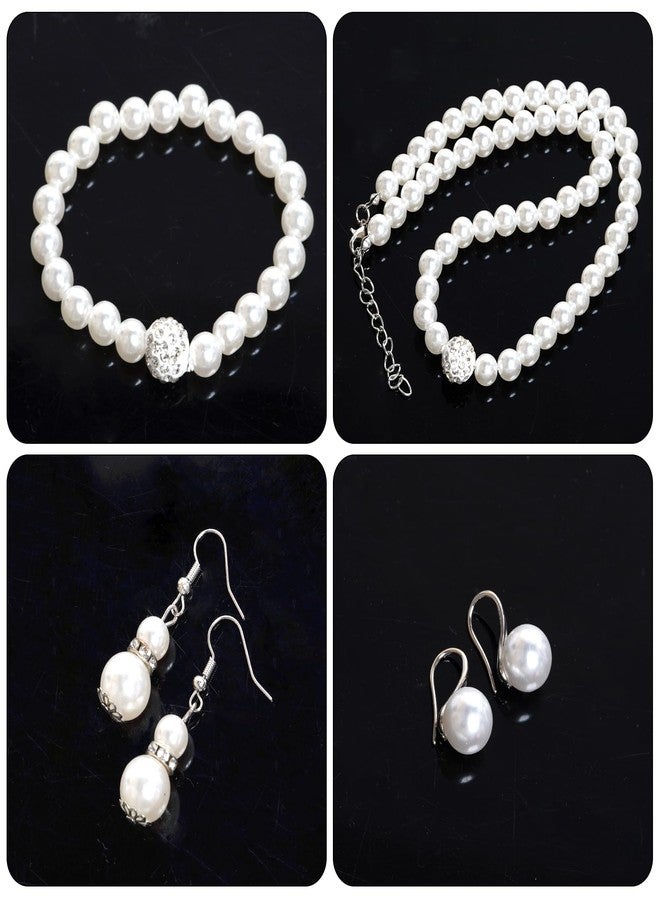 Yymobt 8-Piece Faux Pearl Jewelry Set for Women - Pearl Necklace, Earrings & Bracelets - Wedding, Birthday, Bridal Shower & Tea Party Accessories - 1920s Style Elegant Decor - Image 5